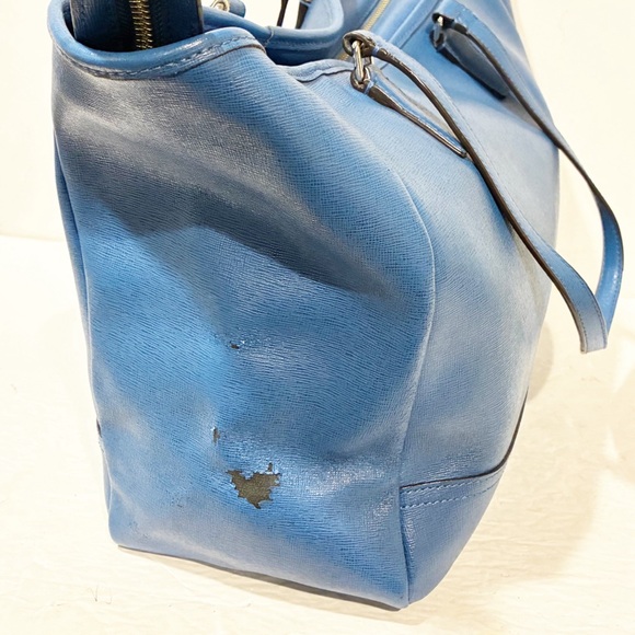 Coach Blue Leather SAFFIANO MEDIUM CITY TOTE Shoulder Bag - Picture 3 of 8